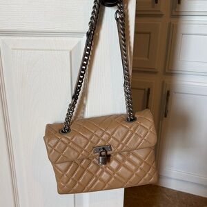 Kurt Geiger Quilted Tan Chain Shoulder Bag